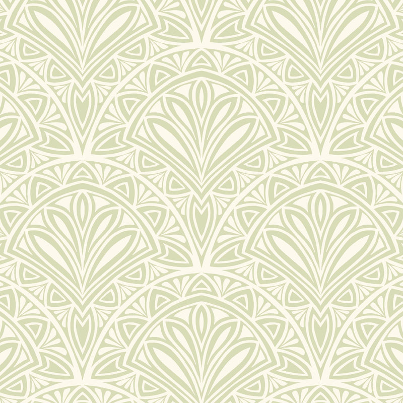 HWA1024W Deco Fan Green Wallpaper by Hoopla Walls
