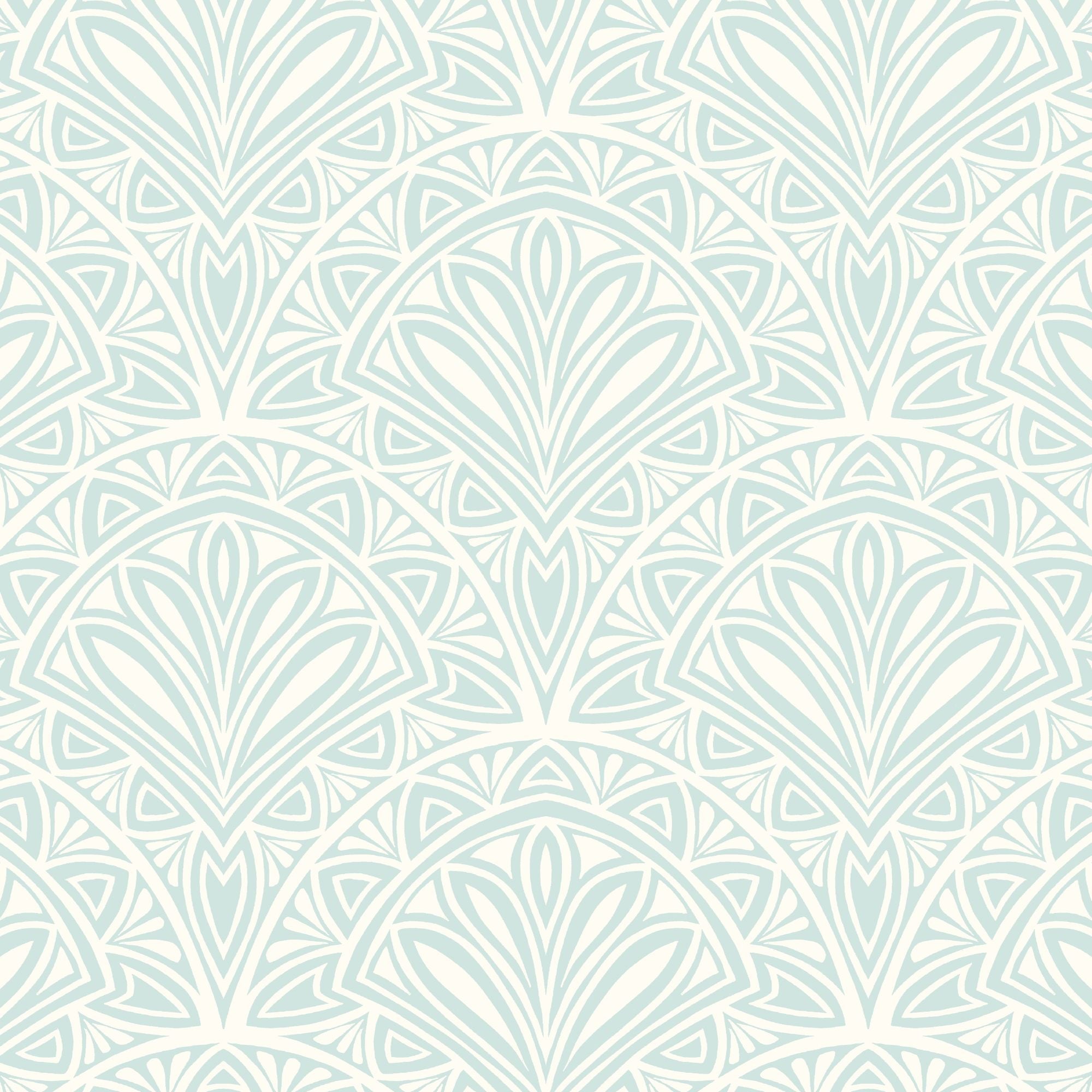 HWA1025W Deco Fan Blue Wallpaper by Hoopla Walls