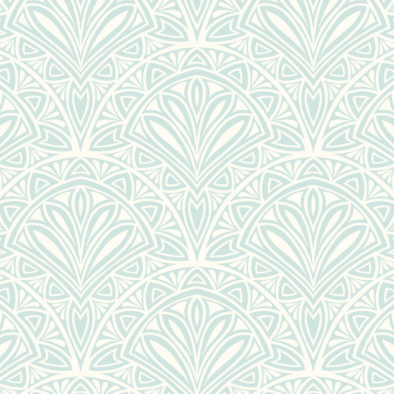 HWA1025W Deco Fan Blue Wallpaper by Hoopla Walls