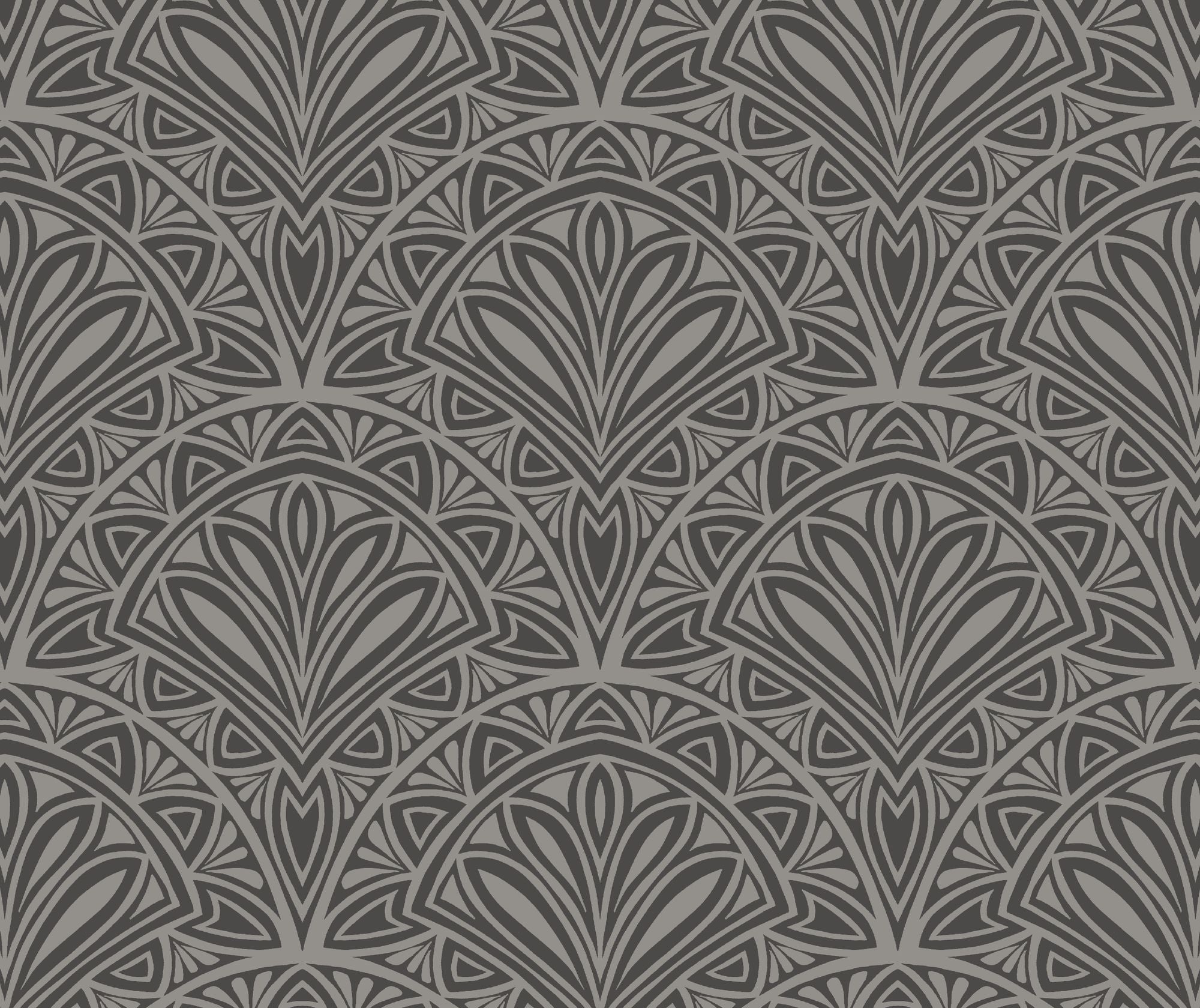 HWA1027W Deco Fan Black Wallpaper by Hoopla Walls