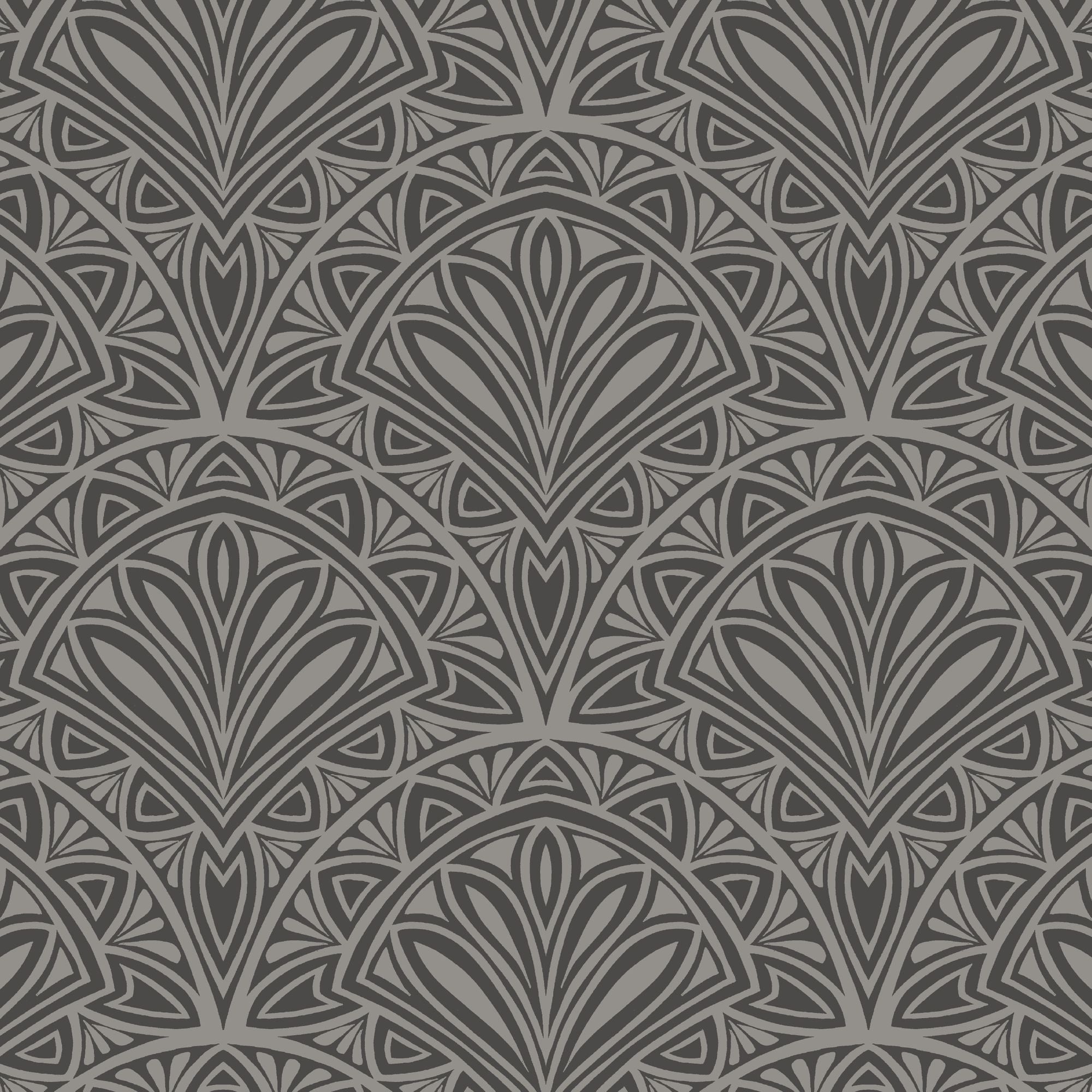 HWA1027W Deco Fan Black Wallpaper by Hoopla Walls