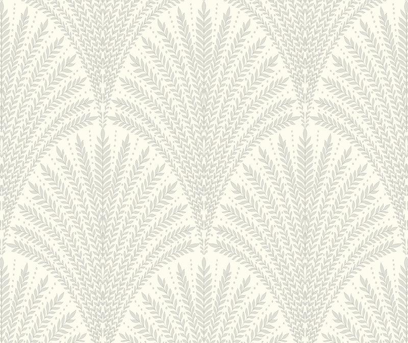 HWA1028W Leaf Fan Grey Wallpaper by Hoopla Walls