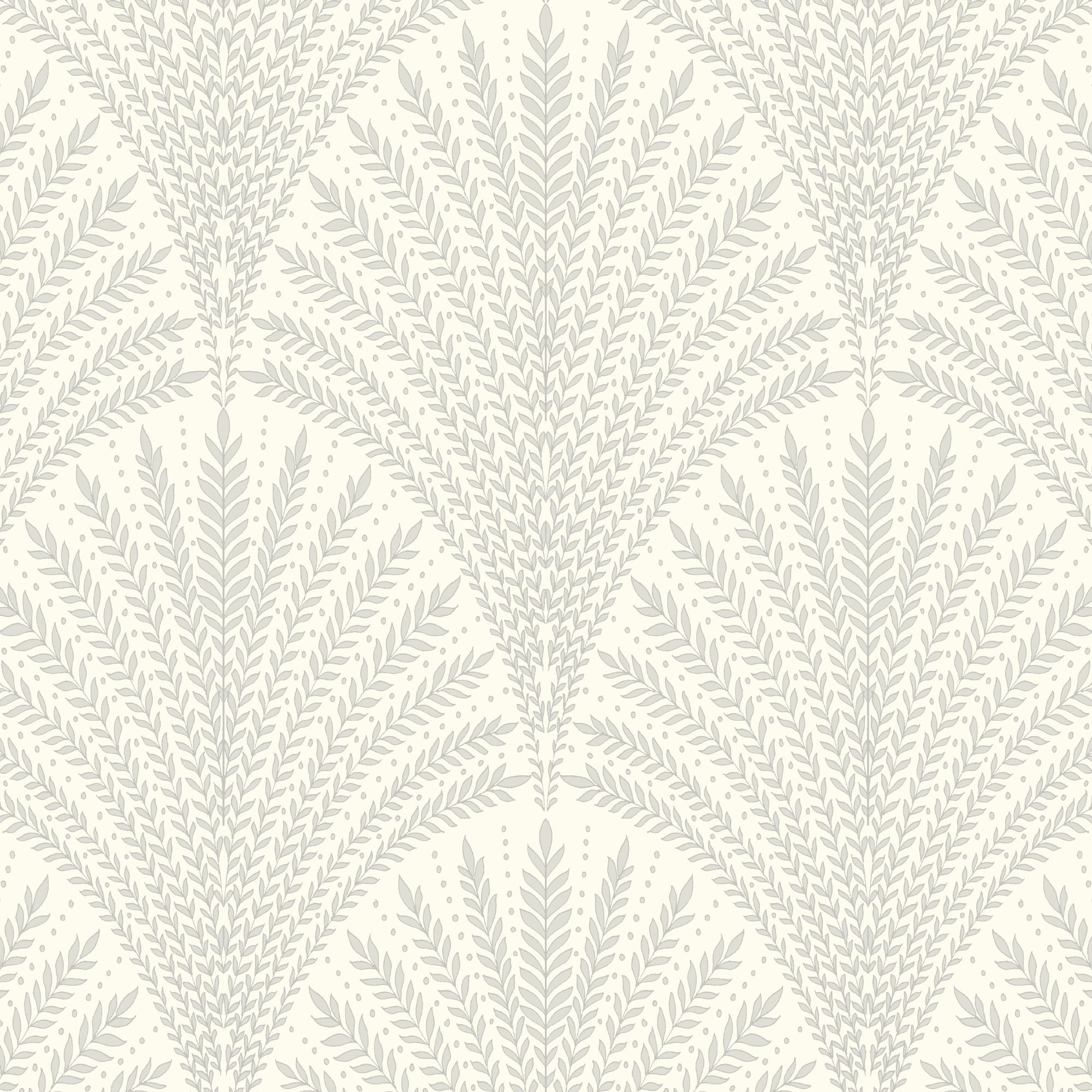 HWA1028W Leaf Fan Grey Wallpaper by Hoopla Walls
