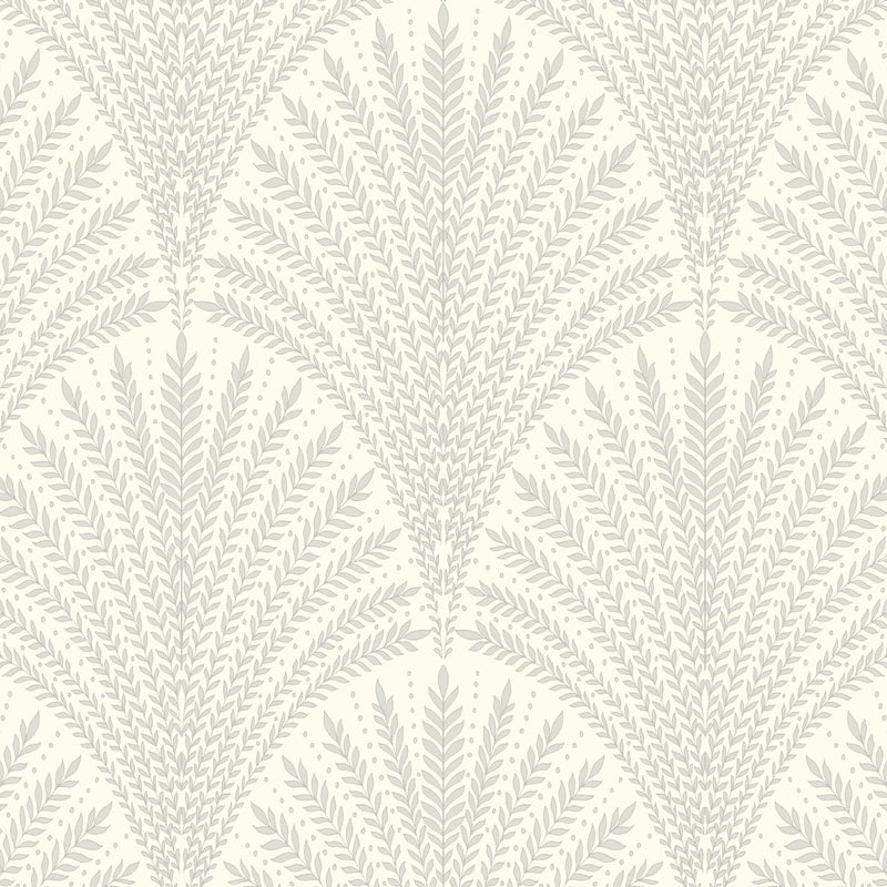 HWA1028W Leaf Fan Grey Wallpaper by Hoopla Walls