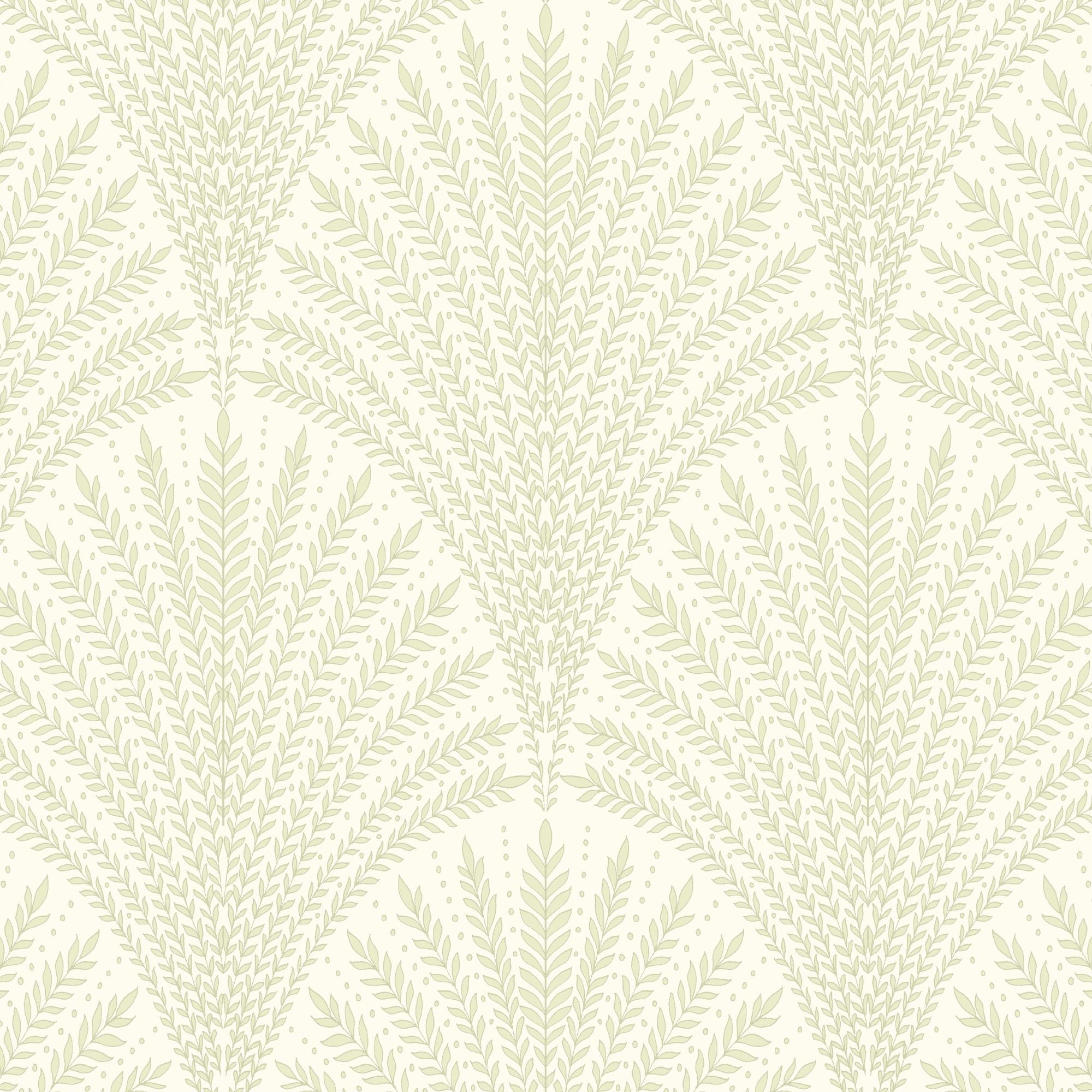 HWA1029W Leaf Fan Sage Green Wallpaper by Hoopla Walls