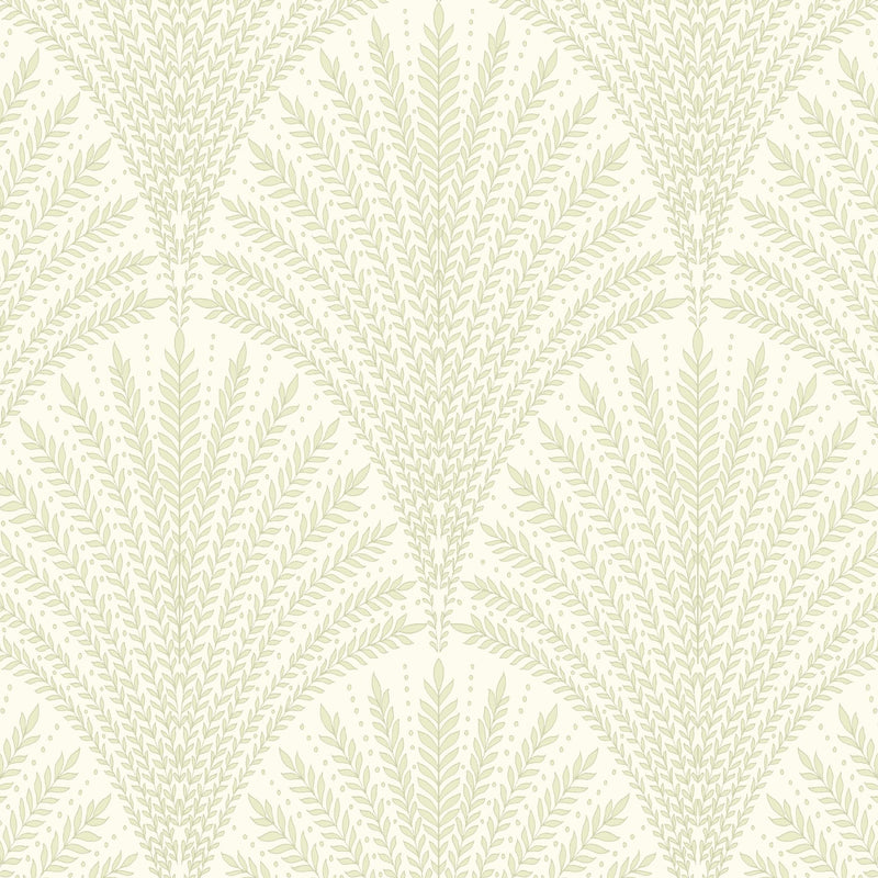 HWA1029W Leaf Fan Sage Green Wallpaper by Hoopla Walls