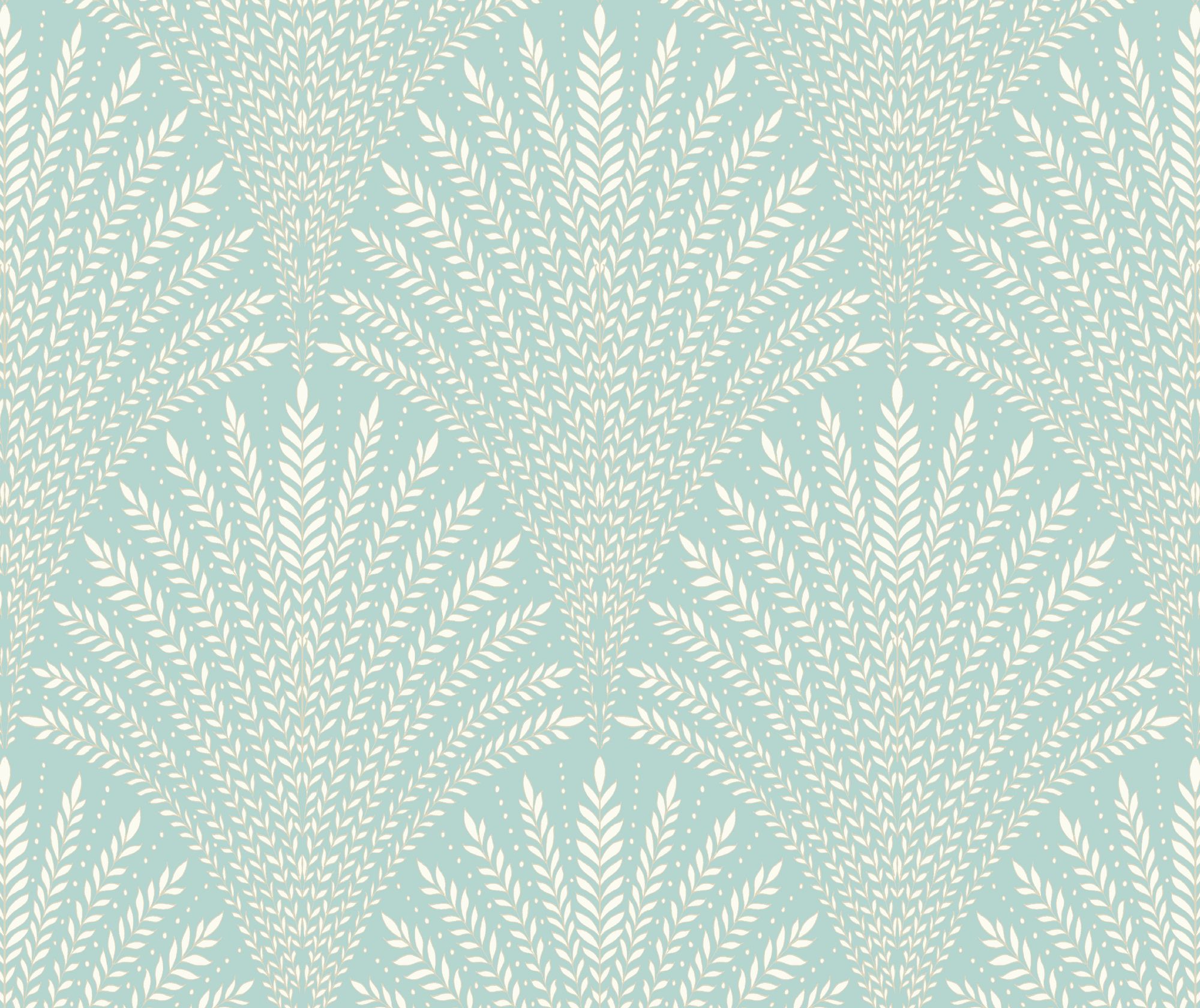 HWA1030W Leaf Fan Duck Egg Blue Wallpaper by Hoopla Walls