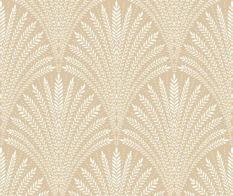 HWA1032W Leaf Fan Gold Wallpaper by Hoopla Walls