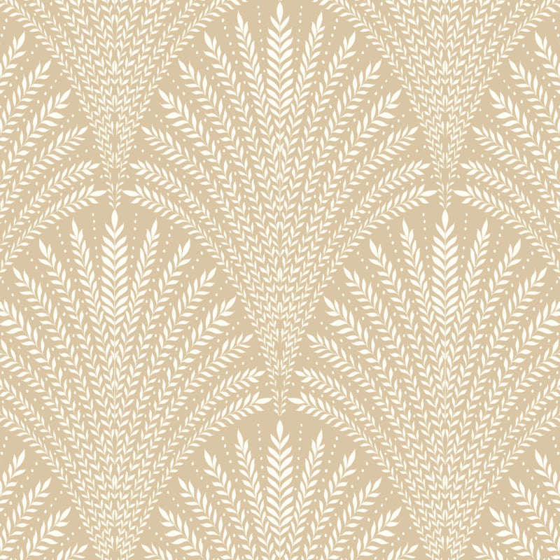 HWA1032W Leaf Fan Gold Wallpaper by Hoopla Walls