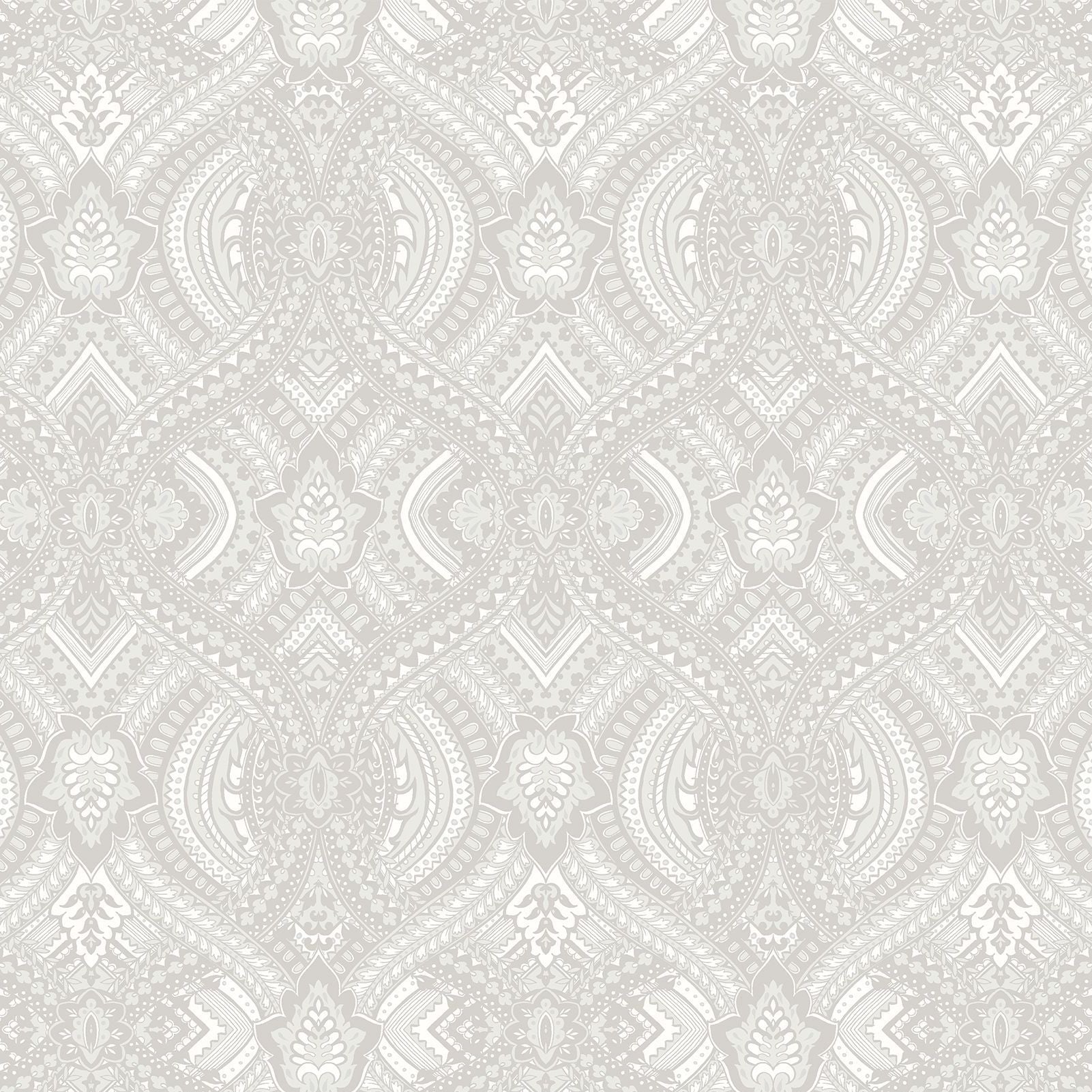 HWA1033W Ogee Damask Grey Wallpaper by Hoopla Walls
