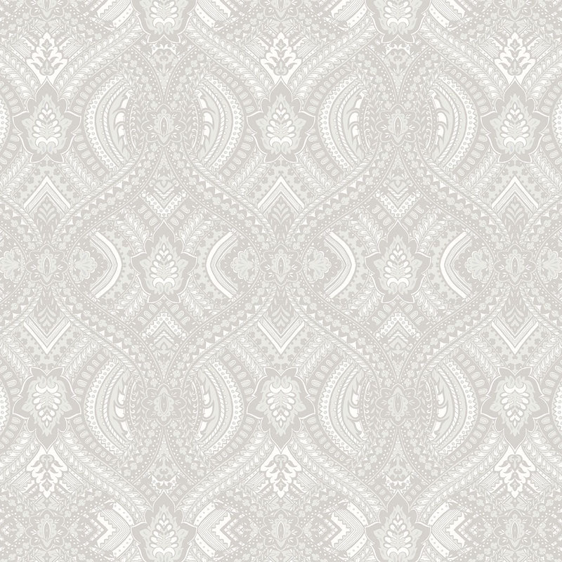 HWA1033W Ogee Damask Grey Wallpaper by Hoopla Walls