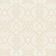 HWA1034W Ogee Damask Natural Wallpaper by Hoopla Walls