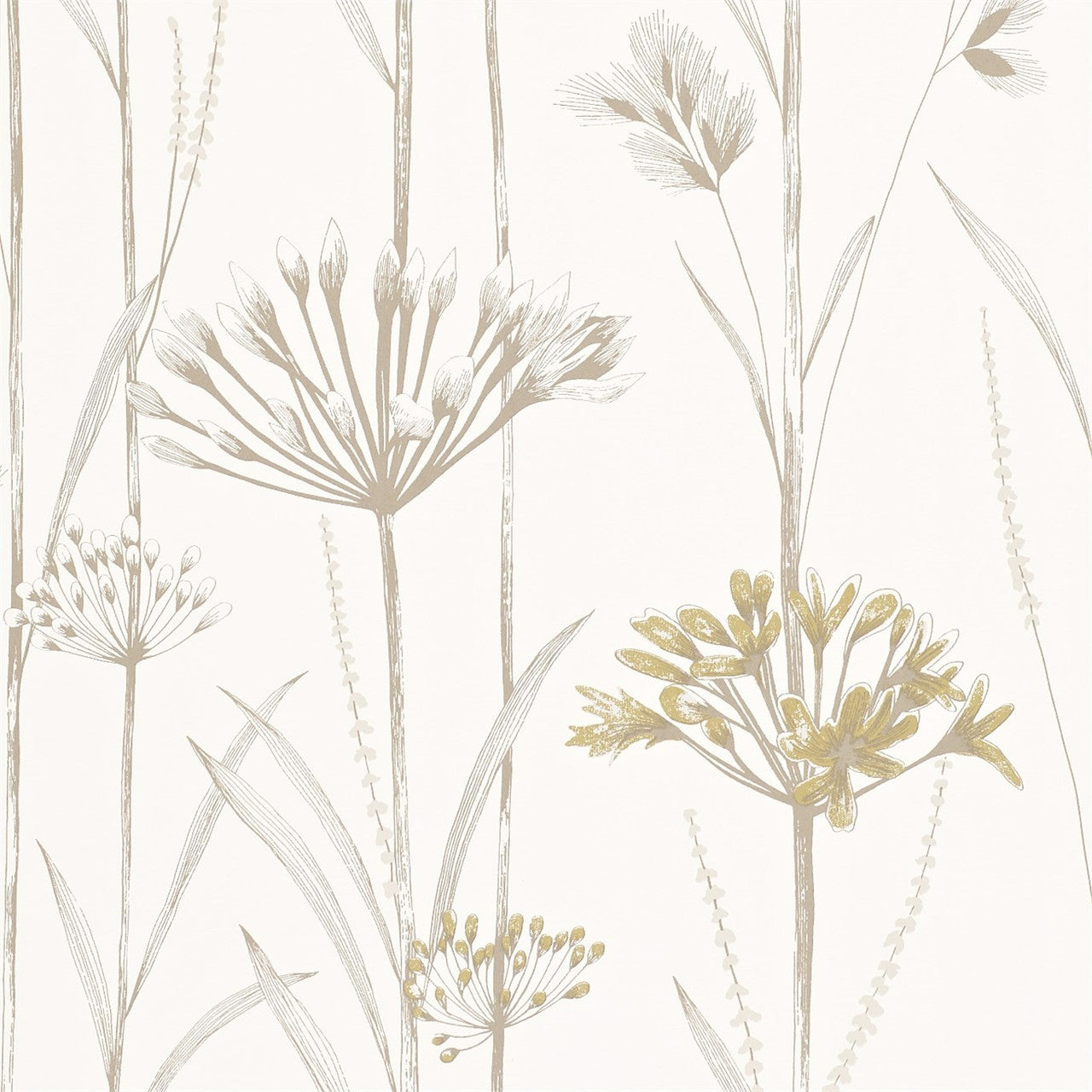 110554 Gardinum Purity Ivory And Gold Wallpaper by Harlequin