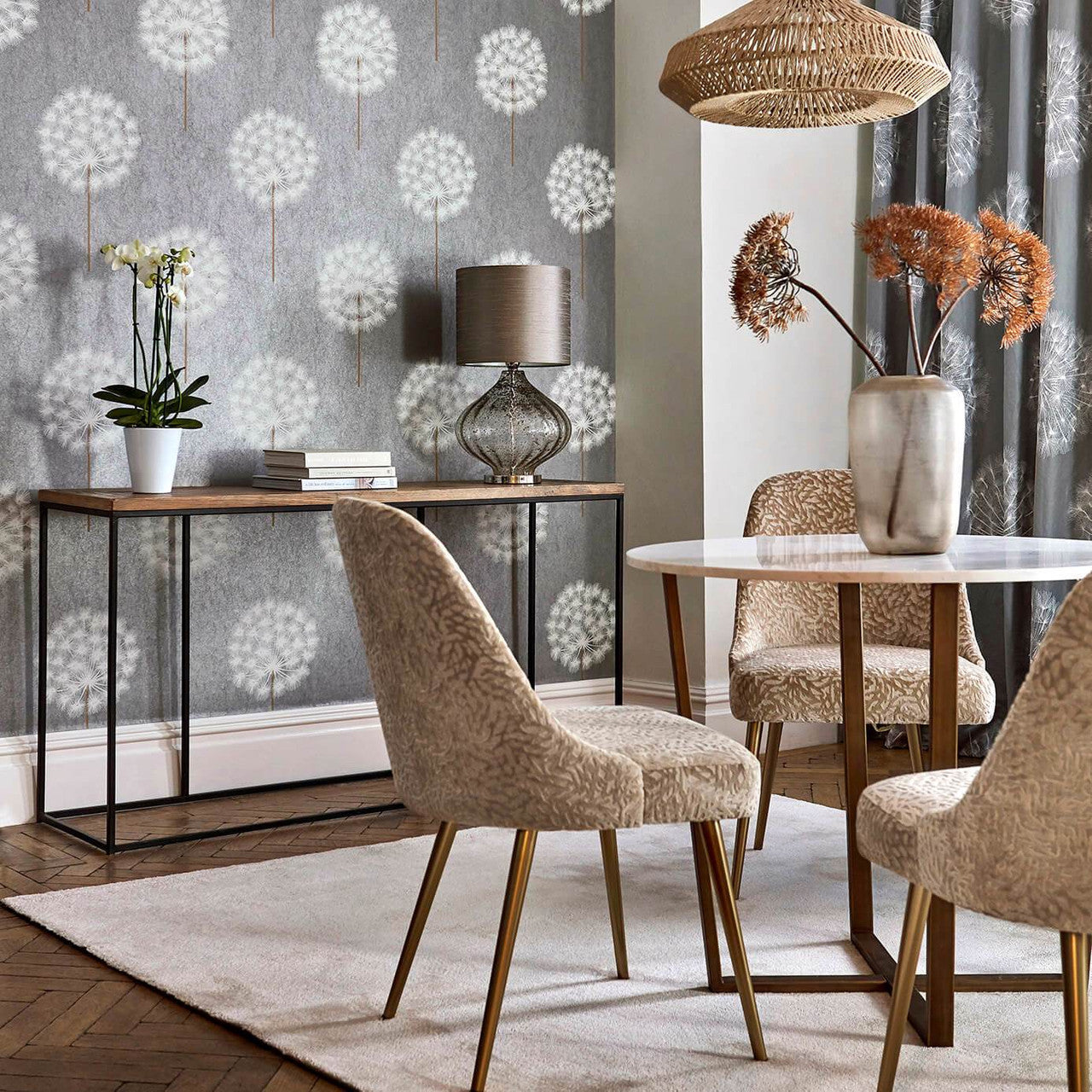 111889 Amity Purity Silver and Chalk Wallpaper by Harlequin