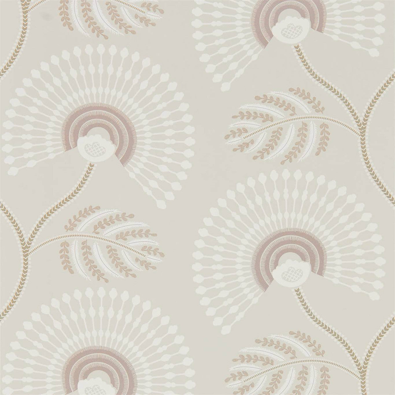 111911 Louella Purity Rose Quartz and Pearl Wallpaper by Harlequin