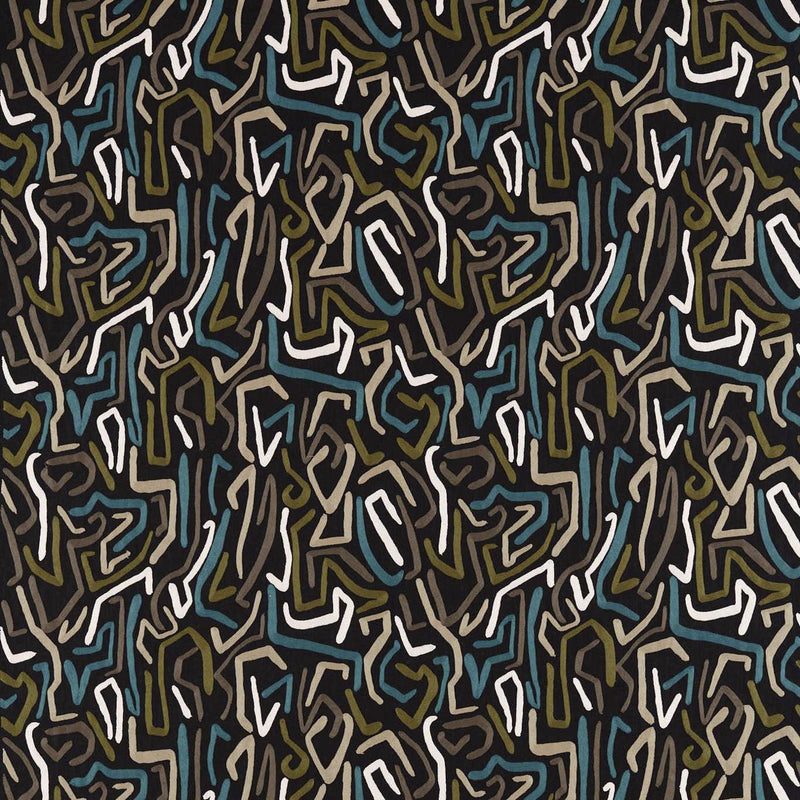 133872 Synchronic Colour 2 Black Earth Bleached Coral Moss Harlequin Fabric