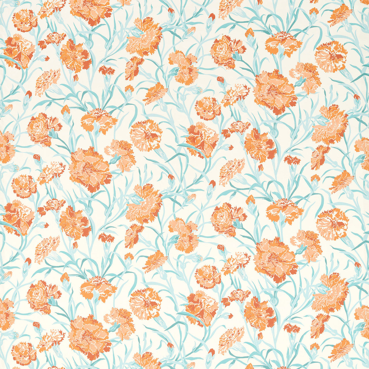 121250 Fleur de Joie Idyllic Paprika/Aqua Fabric by Harlequin
