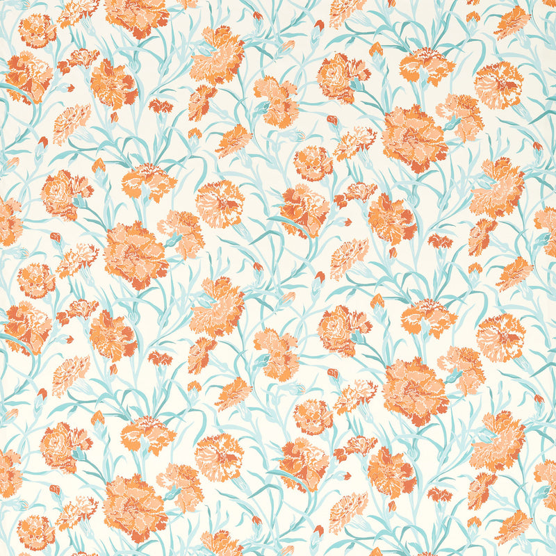 121250 Fleur de Joie Idyllic Paprika/Aqua Fabric by Harlequin