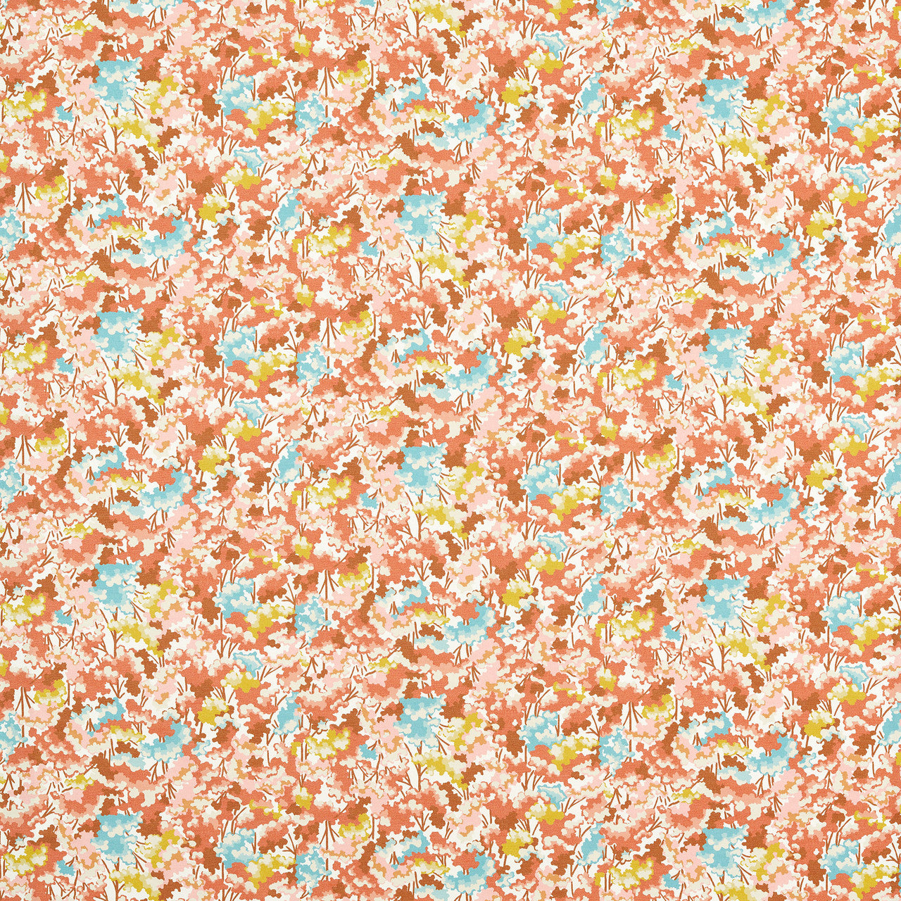 121254 Tree Tops Idyllic Baked Terracotta/Azul/Honey Fabric by Harlequin