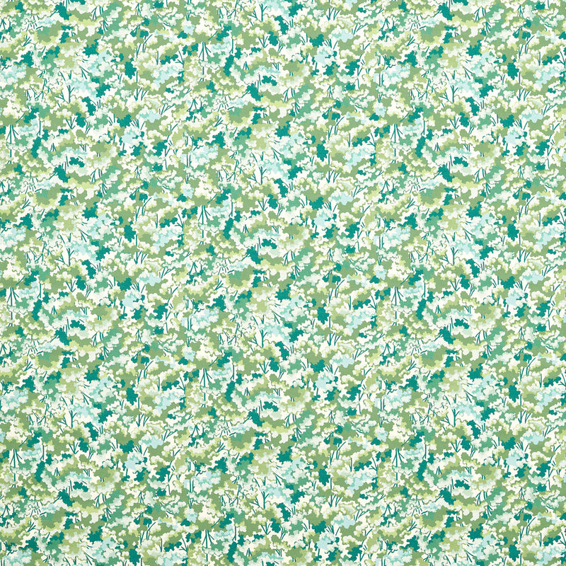 121255 Tree Tops Idyllic Forest/Kelly/Aqua Fabric by Harlequin