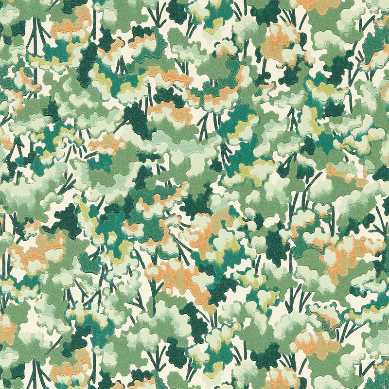 113120 Tree Tops Idyllic Forest/Clay/Evergreen Wallpaper by Harlequin