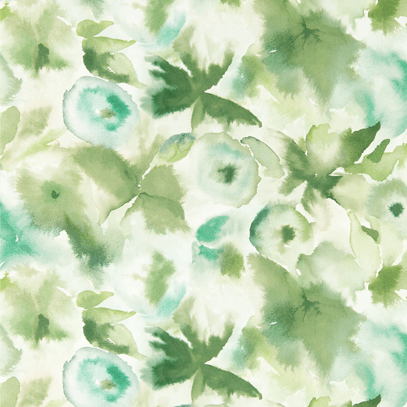 113137 Flores Idyllic Clover/Kelly/Aqua Wallpaper by Harlequin