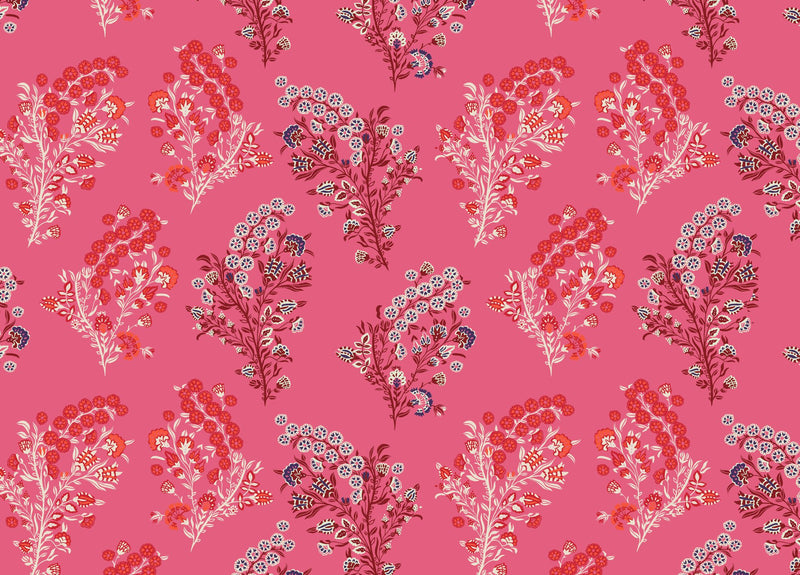 F-CO-OLBP-24 Coromandel Flower Brilliant Pink Fabric by Parker & Jules