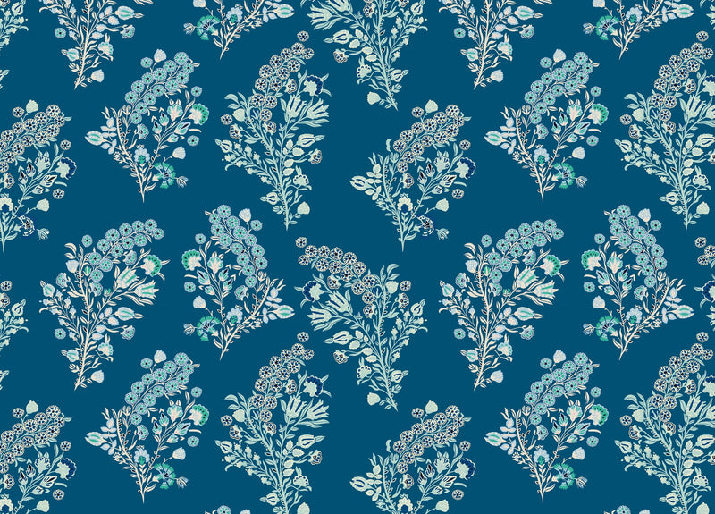 F-CO-OL-DB-24 Coromandel Flower Day Blue Fabric by Parker & Jules
