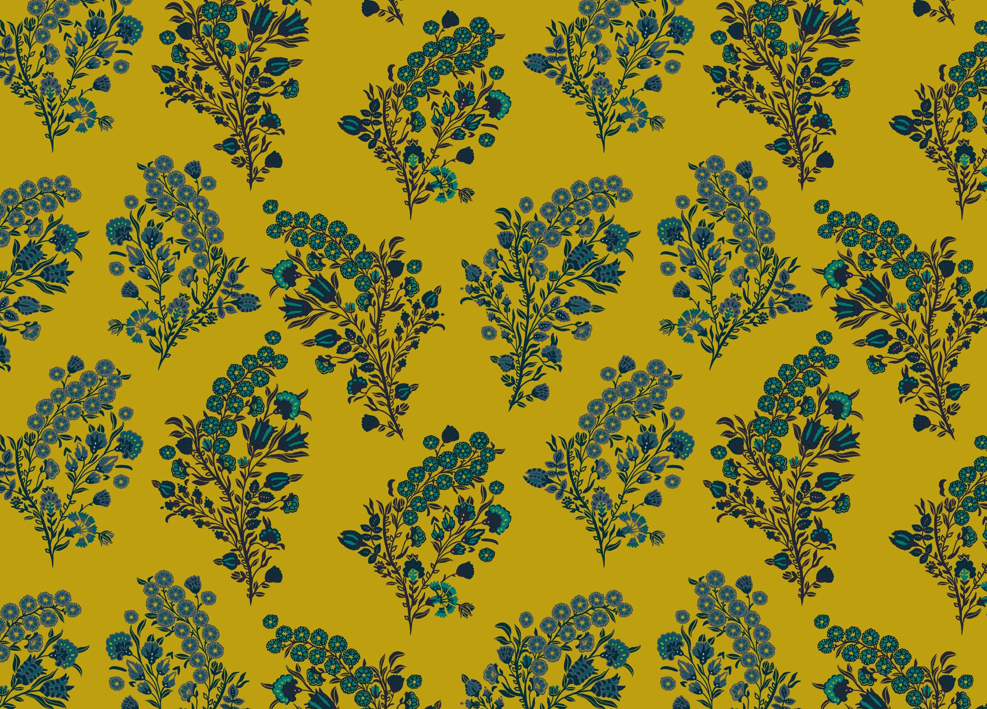 F-CO-OL-S-24 Coromandel Flower Saffron Fabric by Parker & Jules