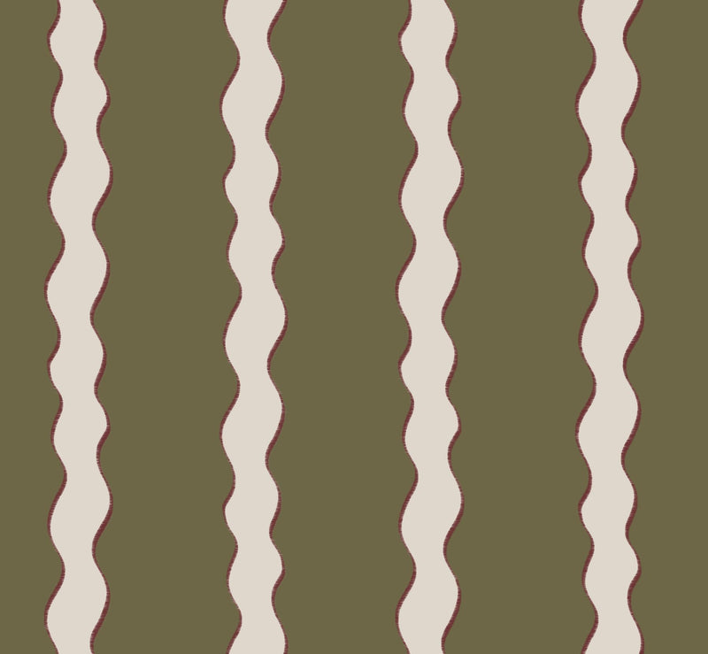 F-SS-OL-H-24 Scroll Stripe Hunter Fabric by Parker & Jules