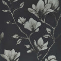 Lotus Purity Onyx and Silver Wallpaper by Harlequin