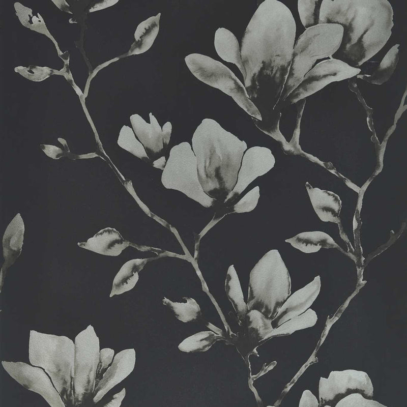 112602 Lotus Purity Onyx and Silver Wallpaper by Harlequin