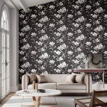 112602 Lotus Purity Onyx and Silver Wallpaper by Harlequin