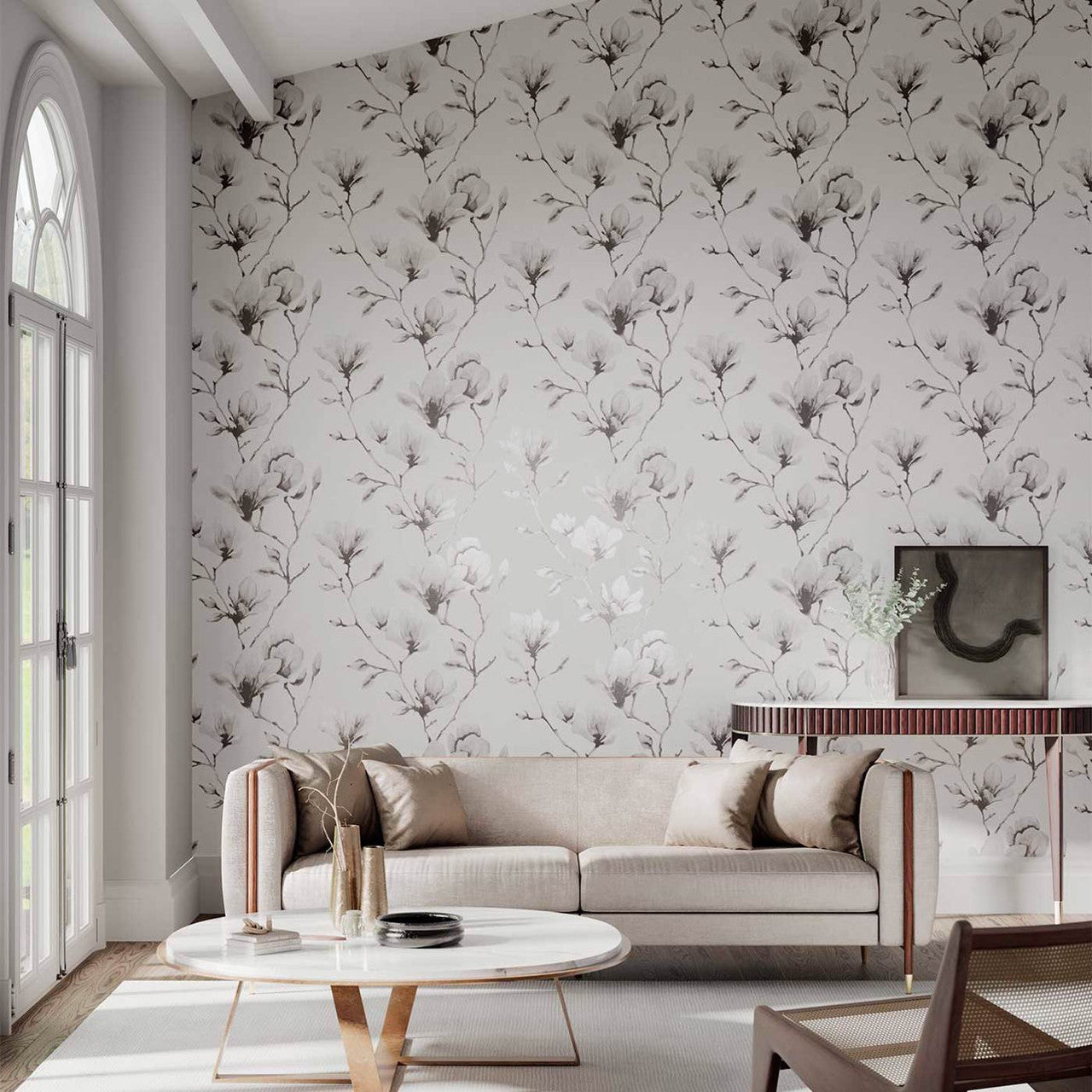 112603 Lotus Purity Ivory and Gilver Wallpaper by Harlequin