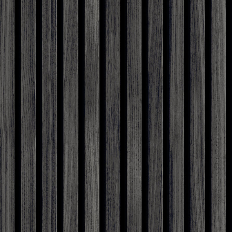 HWA1452W Wood Slat Charcoal Slat Walls Wallpaper by Hoopla Walls