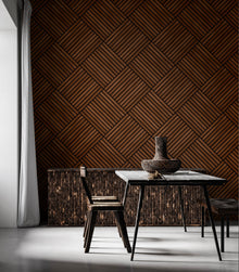 HWA1453W Diamond Slat Large Walnut Slat Walls Wallpaper by Hoopla Walls