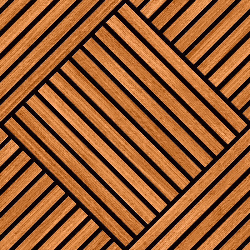 HWA1455W Diamond Slat Large Teak Slat Walls Wallpaper by Hoopla Walls