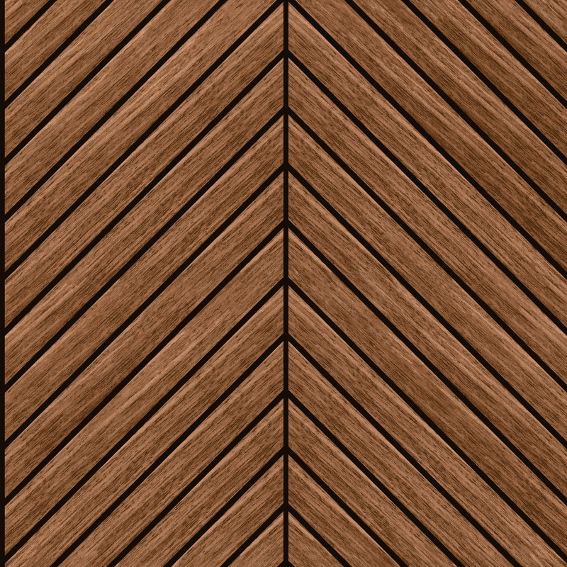 HWA1458W Chevron Slat Walnut Slat Walls Wallpaper by Hoopla Walls