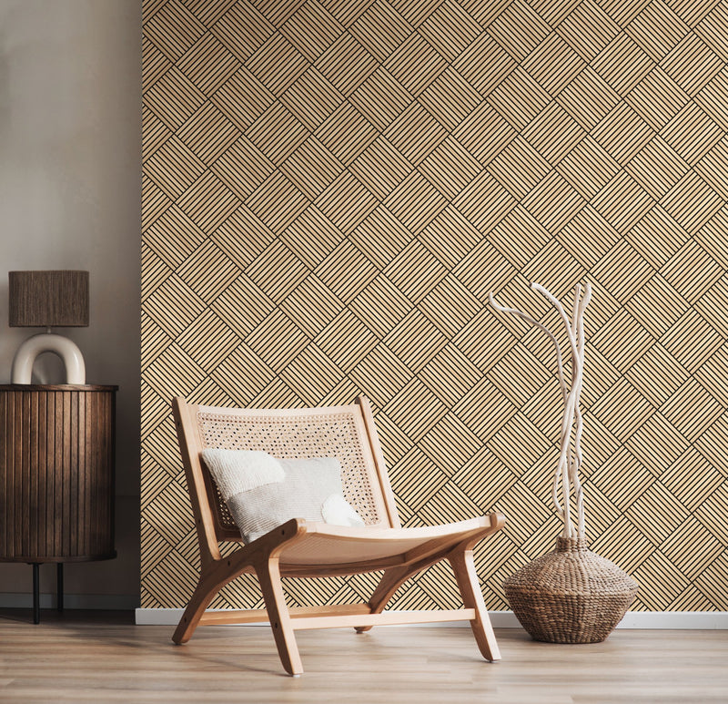 HWA1460W Diamond Slat Small Ash Slat Walls Wallpaper by Hoopla Walls
