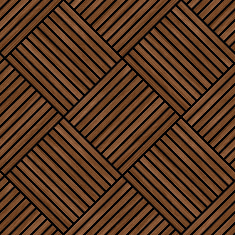 HWA1462W Diamond Slat Small Walnut Slat Walls Wallpaper by Hoopla Walls