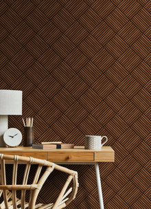 HWA1462W Diamond Slat Small Walnut Slat Walls Wallpaper by Hoopla Walls