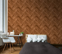 HWA1465W Parquet Walnut Slat Walls Wallpaper by Hoopla Walls