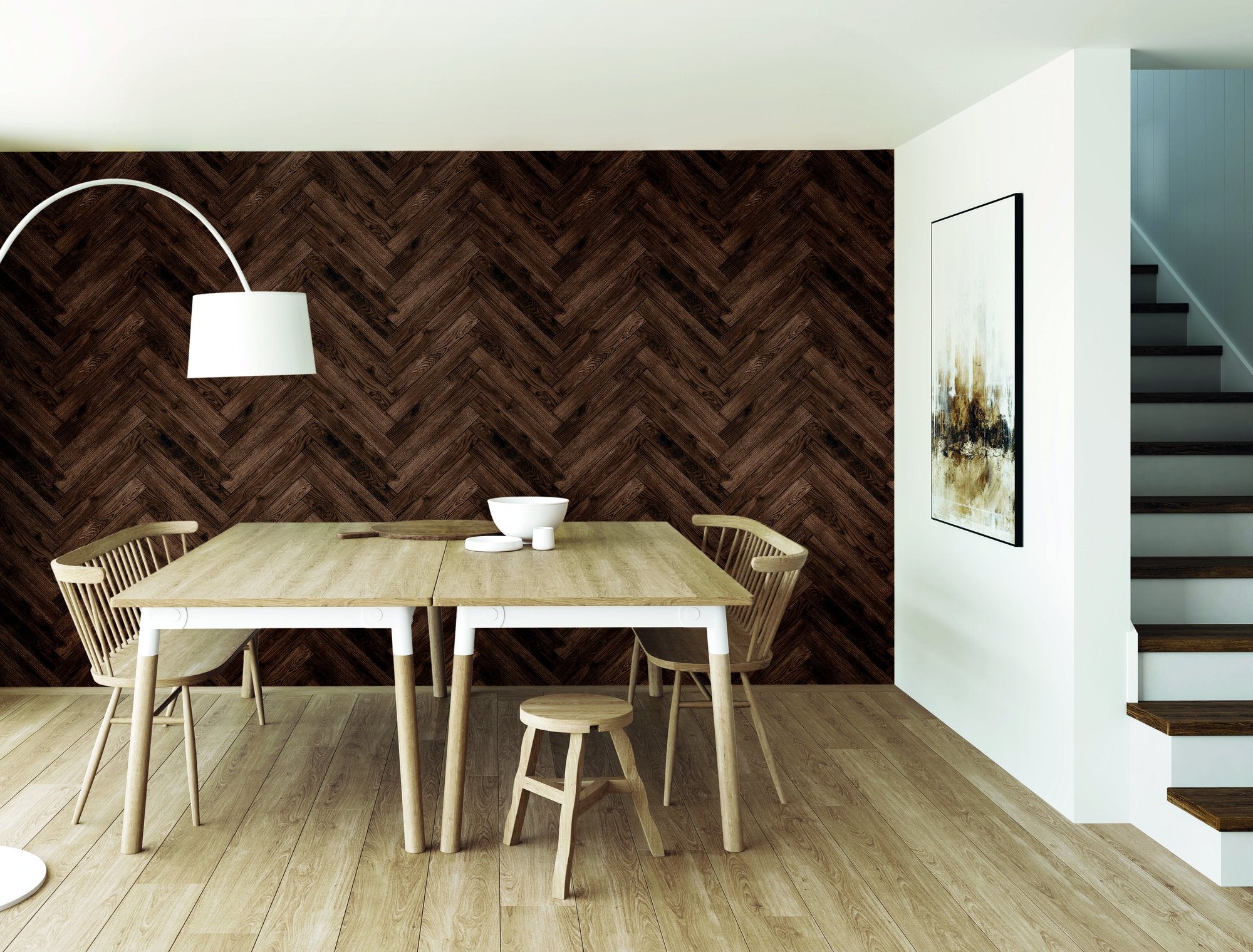 HWA1466W Parquet Dark Walnut Slat Walls Wallpaper by Hoopla Walls
