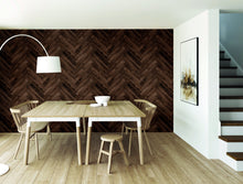 HWA1466W Parquet Dark Walnut Slat Walls Wallpaper by Hoopla Walls