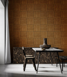 HWA1467W Square Slat Teak Slat Walls Wallpaper by Hoopla Walls