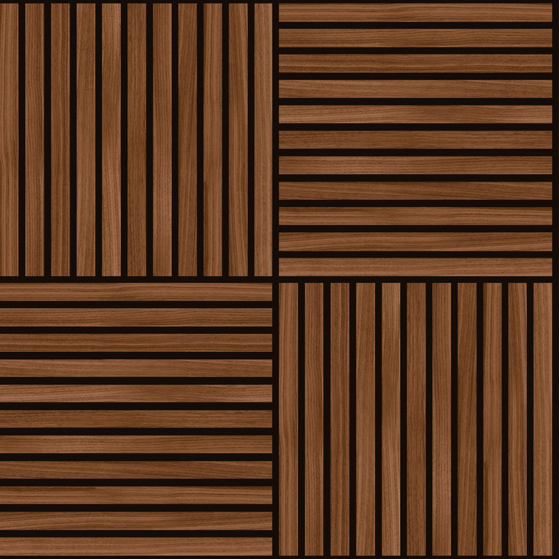 HWA1469W Square Slat Walnut Slat Walls Wallpaper by Hoopla Walls