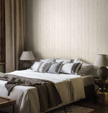 HWA1474W Tongue And Groove Washed White Slat Walls Wallpaper by Hoopla Walls