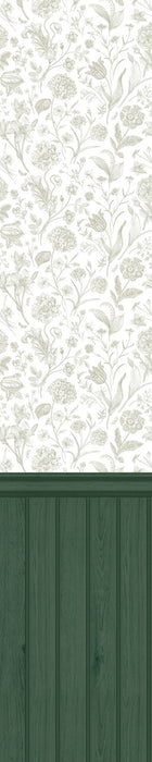 HWA1481W Tongue And Groove Floral Toile Forest Slat Walls Wallpaper by Hoopla Walls
