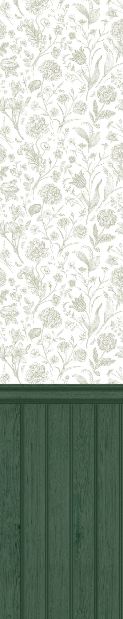 HWA1481W Tongue And Groove Floral Toile Forest Slat Walls Wallpaper by Hoopla Walls