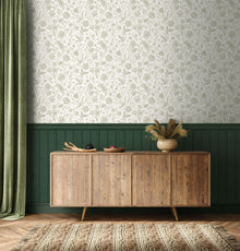 HWA1481W Tongue And Groove Floral Toile Forest Slat Walls Wallpaper by Hoopla Walls